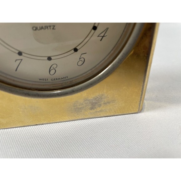 Vintage Bulova Quartz Gold Desk Clock Made in West Germany Tested Working - Picture 11 of 12